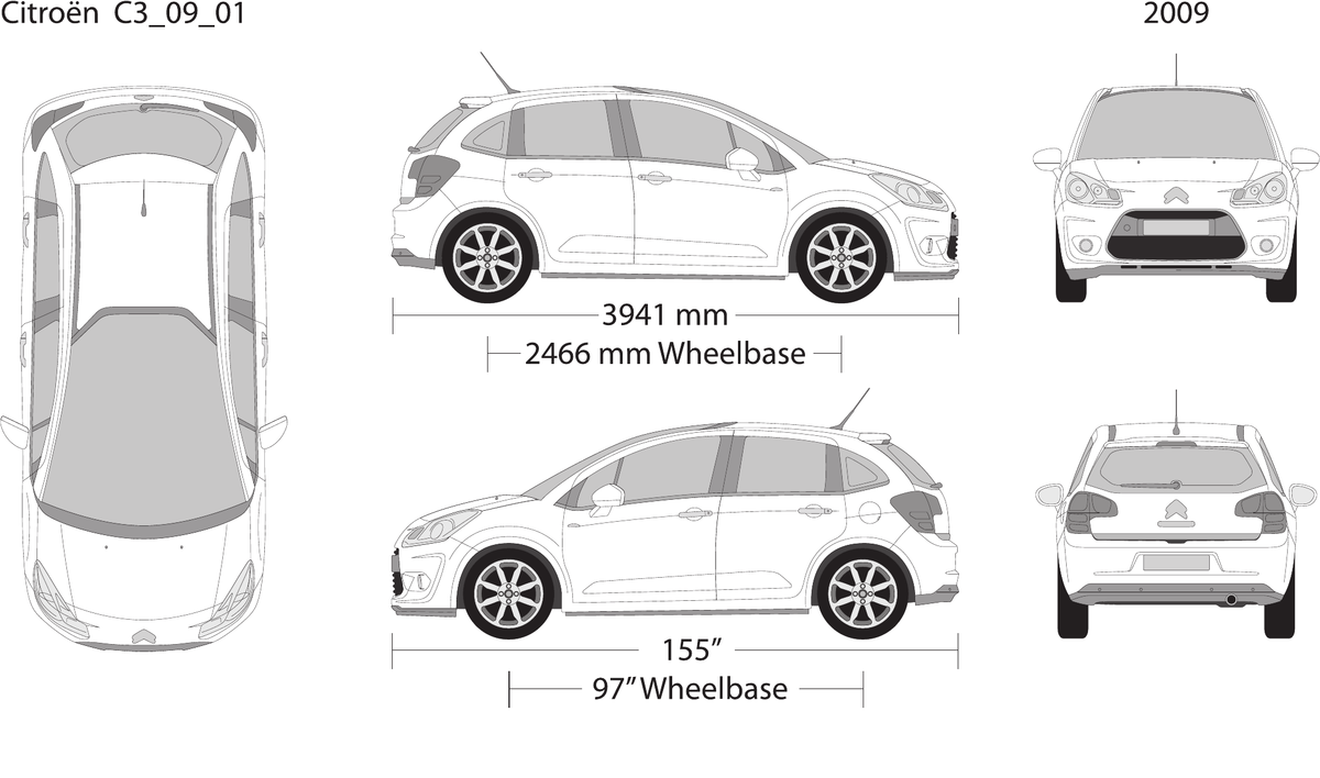2009 Citroen C3 vector wrap template, Design-Ready PDF - GravBase