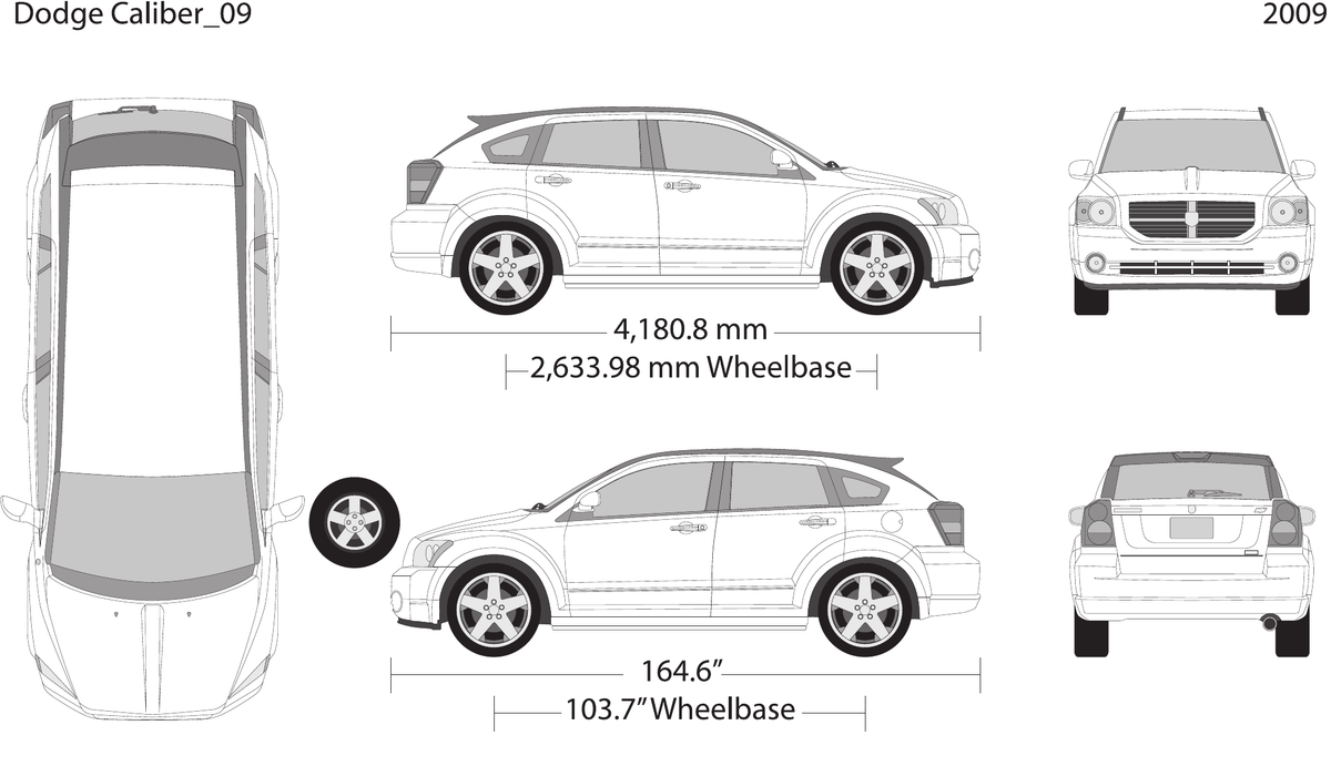 2009 Dodge Caliber vector wrap template, Design-Ready PDF - GravBase