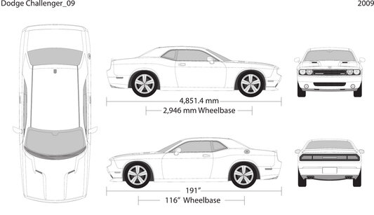 2009 Dodge Challenger Vector Wrap Template - GravBase