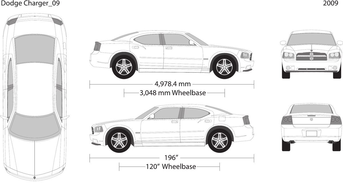 2009 Dodge Charger vector wrap template, Design-Ready PDF - GravBase