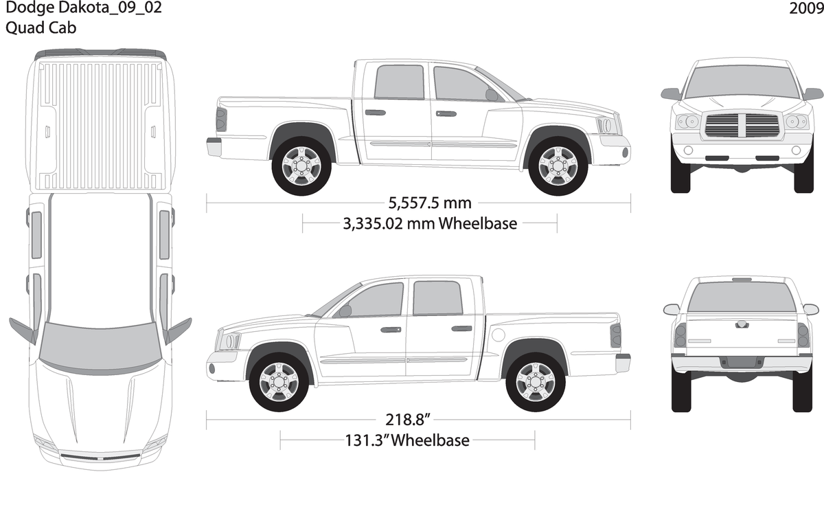 2009 Dodge Dakota V02 Vehicle Wrap Template