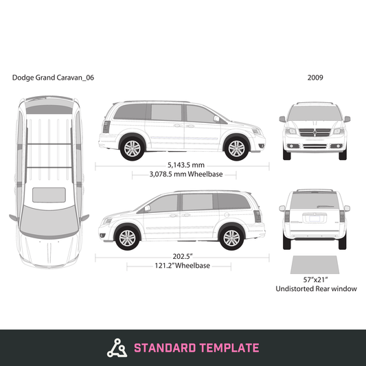 2009 Dodge Grand Caravan vector wrap template, Design-Ready PDF - GravBase