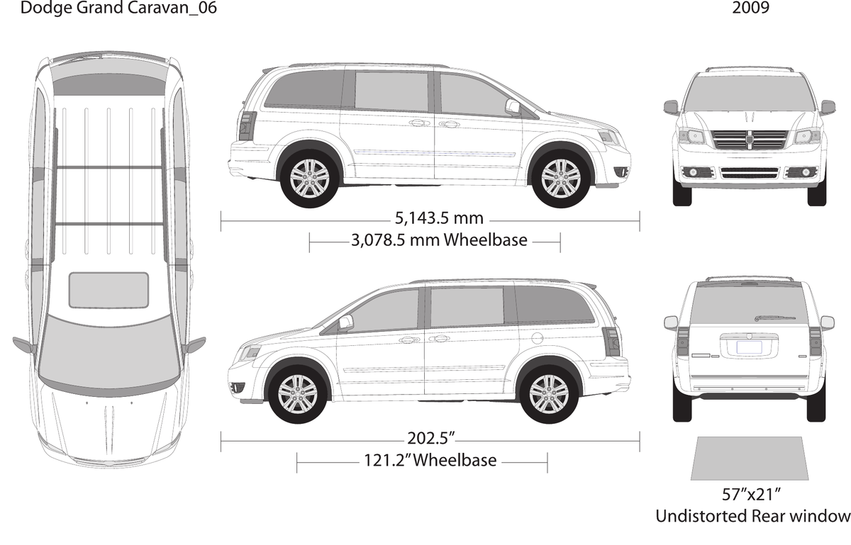 2009 Dodge Grand Caravan vector wrap template, Design-Ready PDF - GravBase