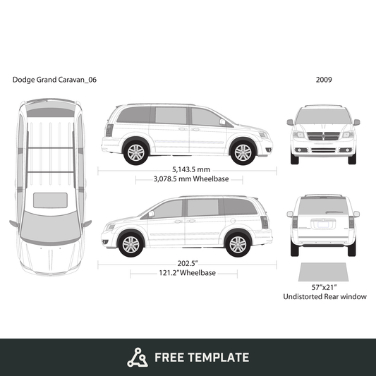 2009 Dodge Grand Caravan free vector vehicle wrap template - GravBase