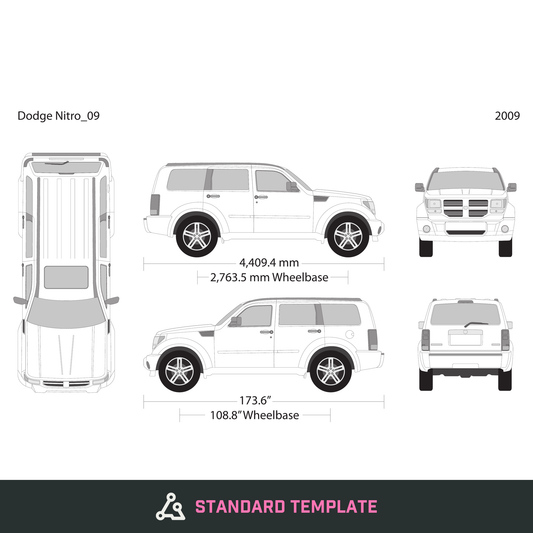 2009 Dodge Nitro vector wrap template, Design-Ready PDF - GravBase