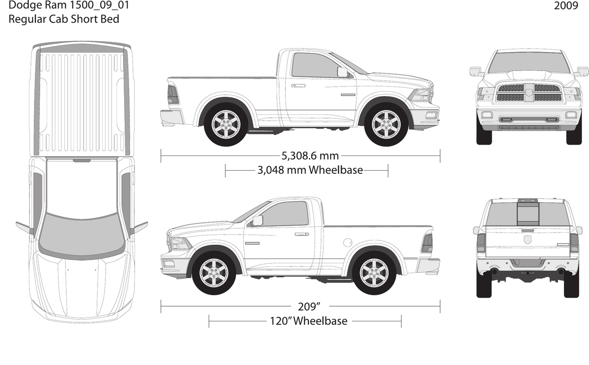 2009 Dodge Ram 1500 Vector Wrap Template - GravBase