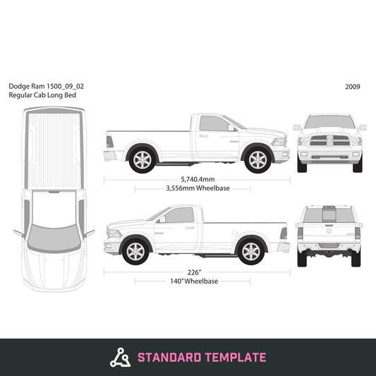 2009 Dodge Ram 1500 vector wrap template V02, Design-Ready PDF - GravBase