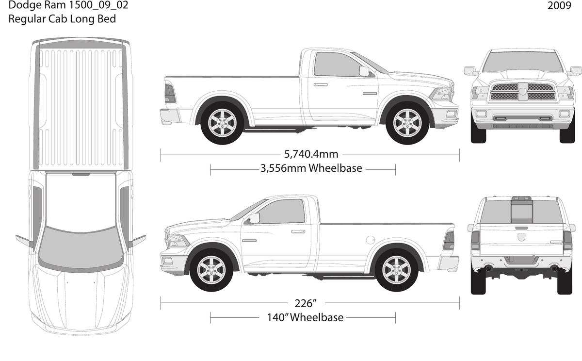 2009 Dodge Ram 1500 vector wrap template V02, Design-Ready PDF - GravBase