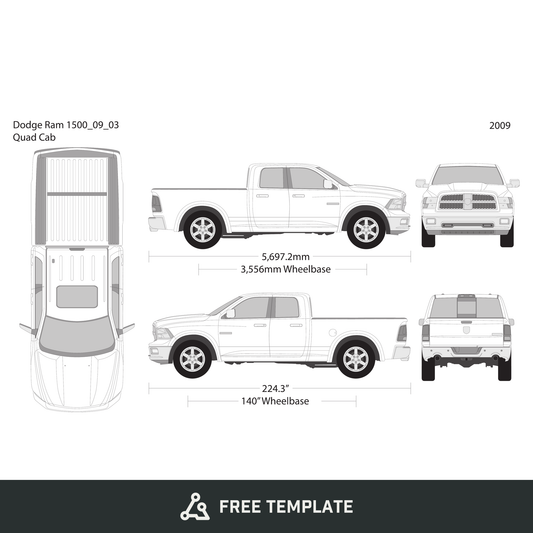 2009 Dodge Ram 1500 free vector vehicle wrap template - GravBase