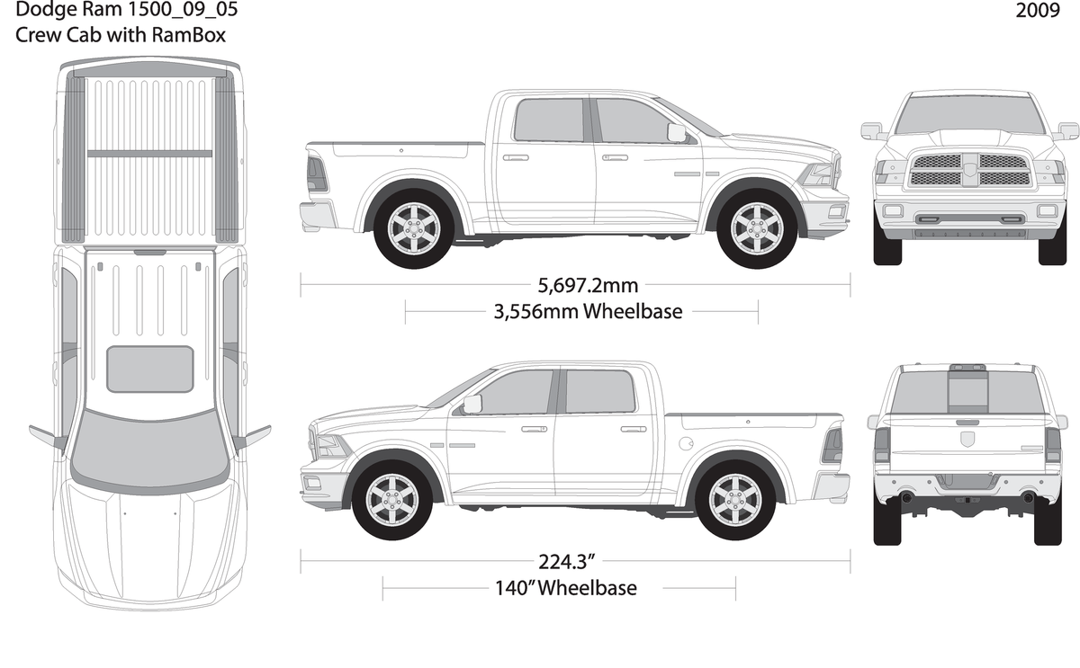 2009 Dodge Ram 1500 V05 Vehicle Wrap Template