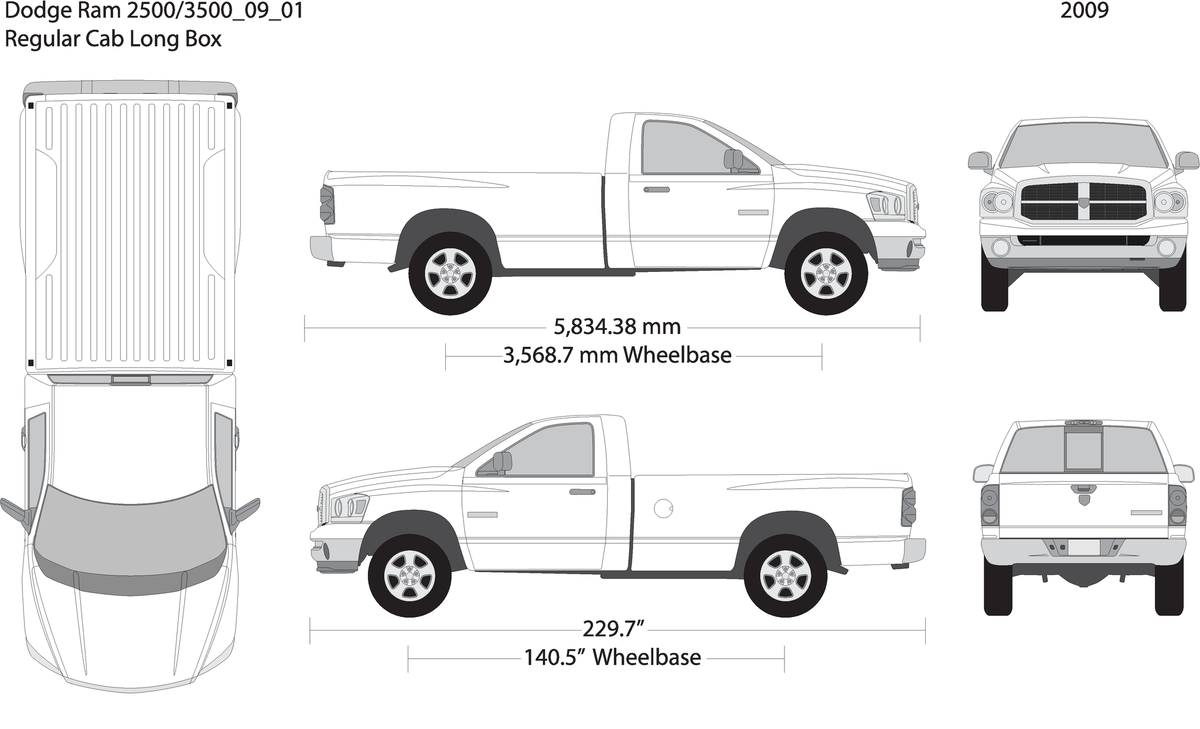 2009 Dodge Ram 2500 3500 V01 Vehicle Wrap Template