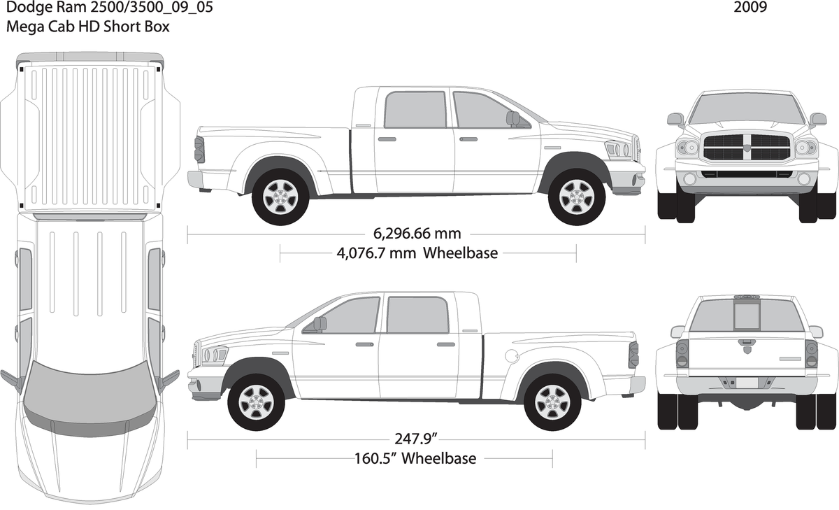 2009 Dodge Ram 2500 3500 V05 Vehicle Wrap Template