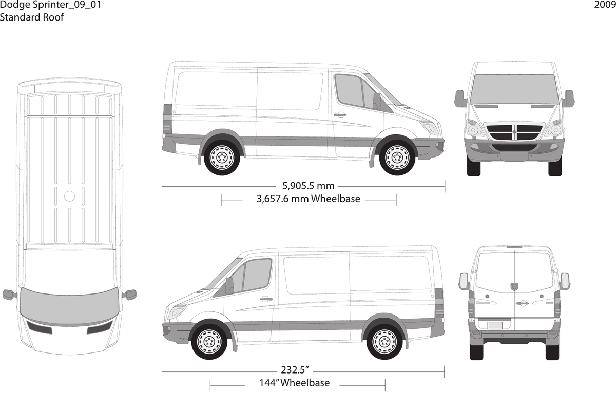 2009 Dodge Sprinter vector wrap template V01, Design-Ready PDF - GravBase