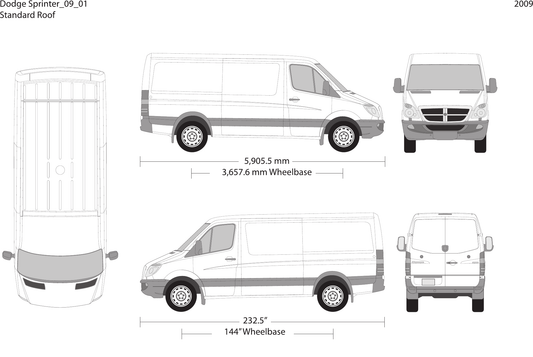 2009 Dodge Sprinter vector wrap template V01, Design-Ready PDF - GravBase