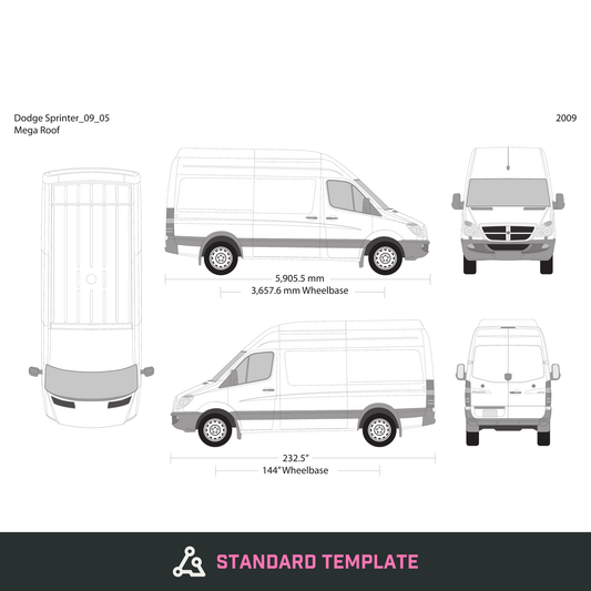 2009 Dodge Sprinter vector wrap template V05, Design-Ready PDF - GravBase