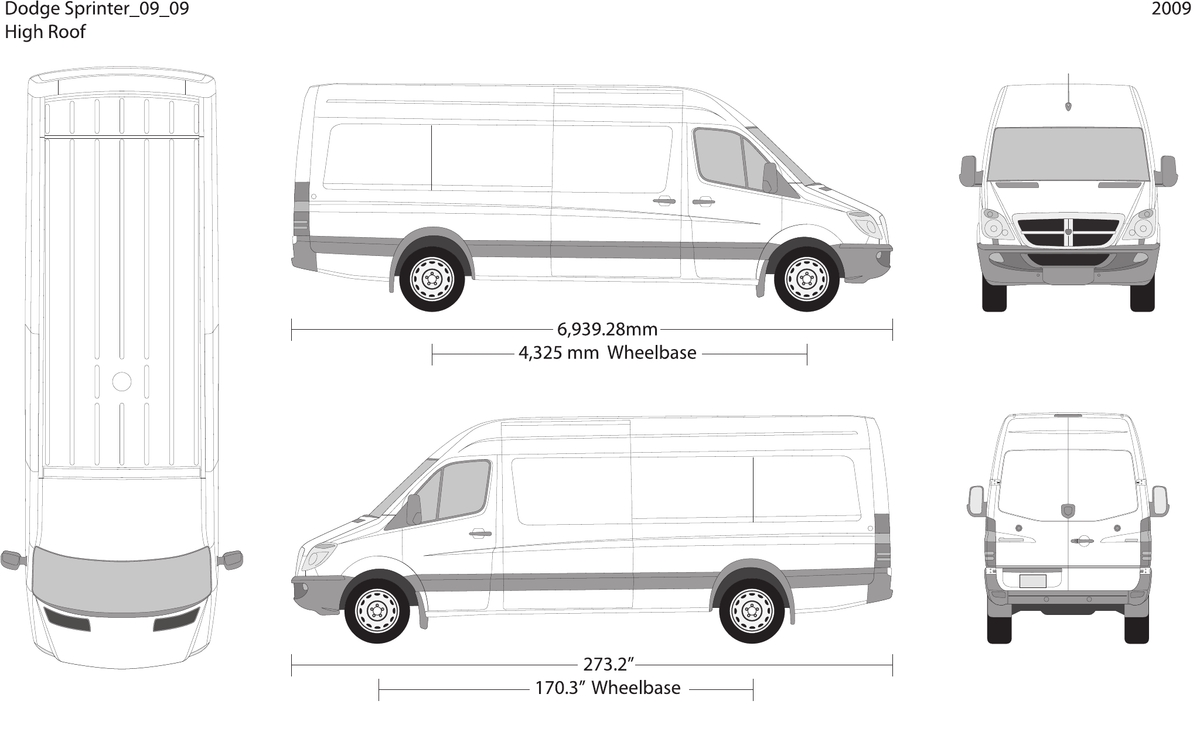 2009 Dodge Sprinter vector wrap template V09, Design-Ready PDF - GravBase