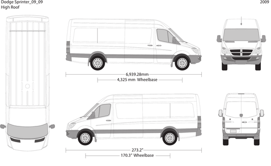 2009 Dodge Sprinter vector wrap template V09, Design-Ready PDF - GravBase
