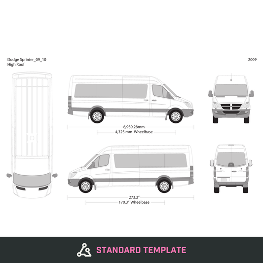 2009 Dodge Sprinter vector wrap template V10, Design-Ready PDF - GravBase