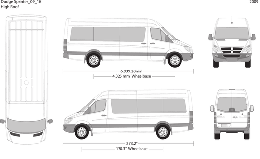 2009 Dodge Sprinter vector wrap template V10, Design-Ready PDF - GravBase