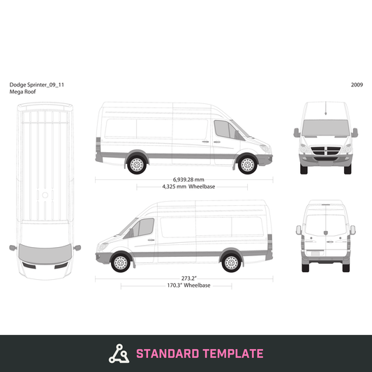 2009 Dodge Sprinter vector wrap template V11, Design-Ready PDF - GravBase