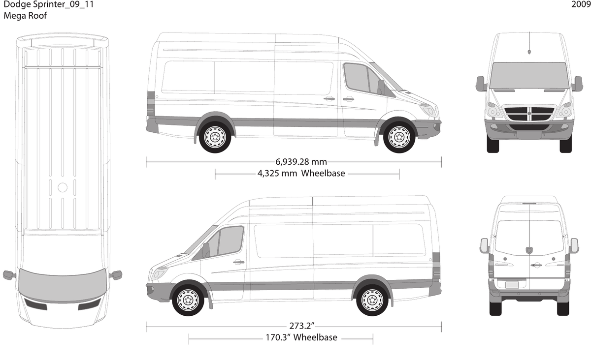 2009 Dodge Sprinter vector wrap template V11, Design-Ready PDF - GravBase