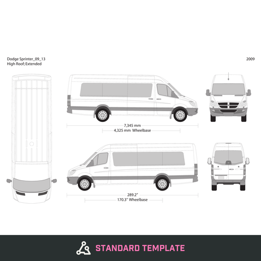 2009 Dodge Sprinter vector wrap template V14, Design-Ready PDF - GravBase