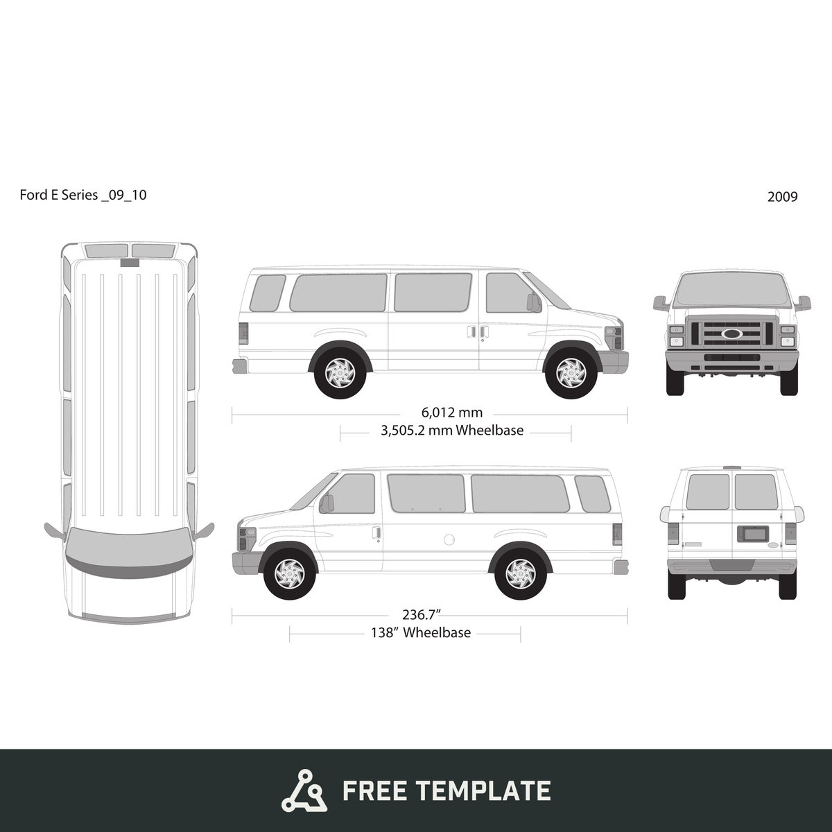 2009 Ford E Series free vector vehicle wrap template - GravBase