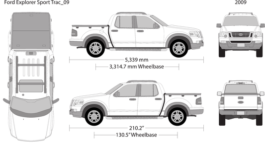 2009 Ford Explorer Sport Trac Vector Wrap Template - GravBase