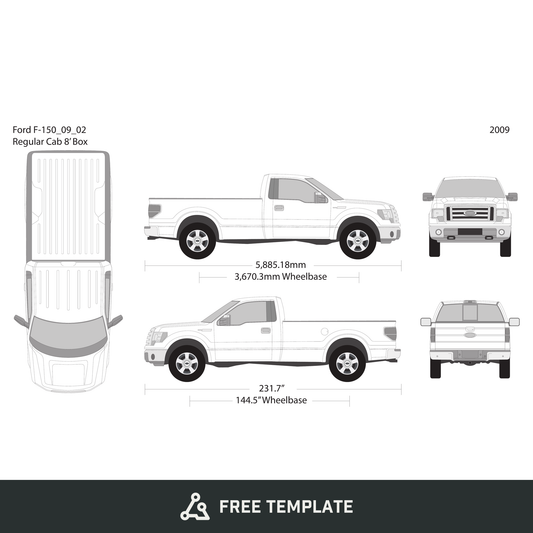 2009 Ford F-150 free vector vehicle wrap template - GravBase