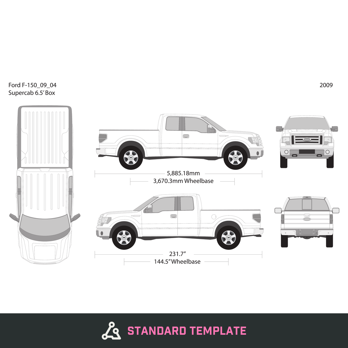 2009 Ford F-150 vector wrap template V04, Design-Ready PDF - GravBase