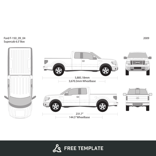 2009 Ford F-150 free vector vehicle wrap template - GravBase