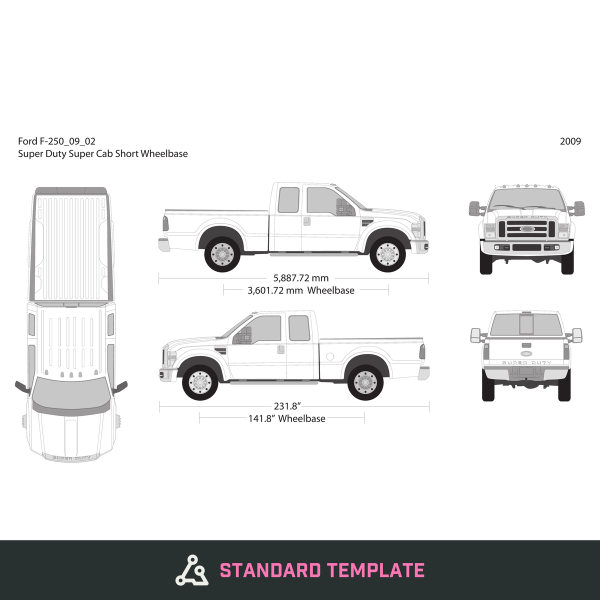 2009 Ford F-250 vector wrap template V02, Design-Ready PDF - GravBase