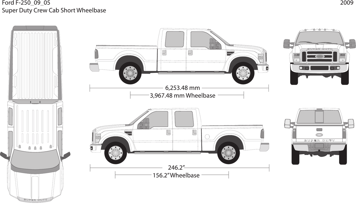 2009 Ford F-250 vector wrap template V05, Design-Ready PDF - GravBase