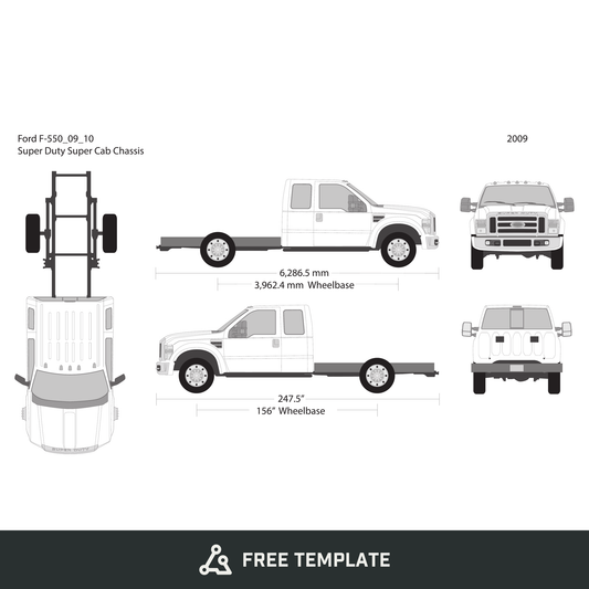 2009 Ford F-550 free vector vehicle wrap template - GravBase