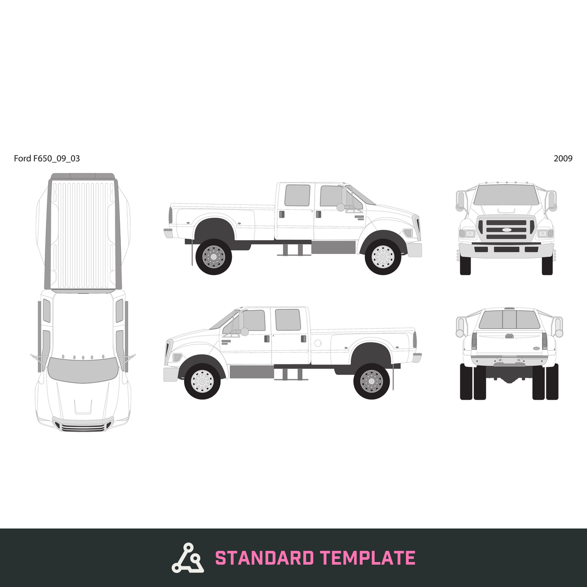 2009 Ford F-650 vector wrap template V03, Design-Ready PDF - GravBase