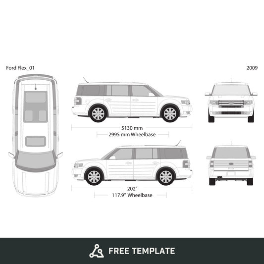 2009 Ford Flex free vector vehicle wrap template - GravBase