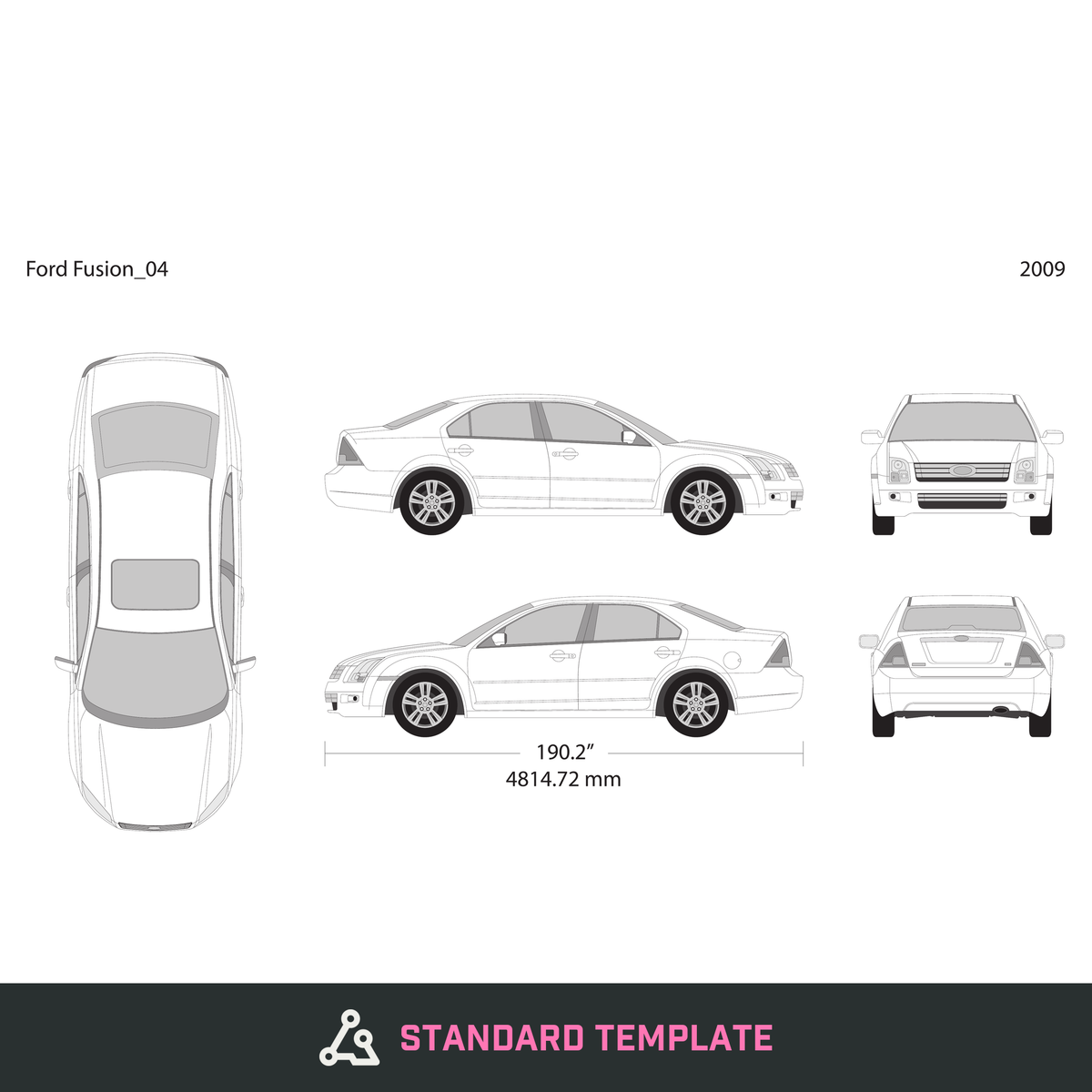 2009 Ford Fusion vector wrap template, Design-Ready PDF - GravBase