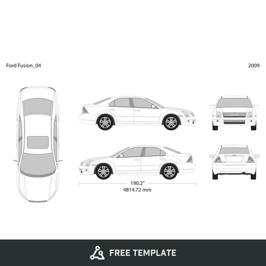 2009 Ford Fusion free vector vehicle wrap template - GravBase