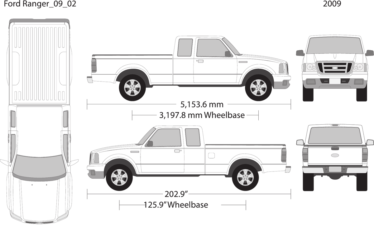 2009 Ford Ranger vector wrap template V02, Design-Ready PDF - GravBase