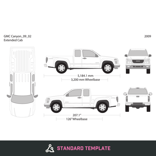 2009 GMC Canyon vector wrap template V02, Design-Ready PDF - GravBase