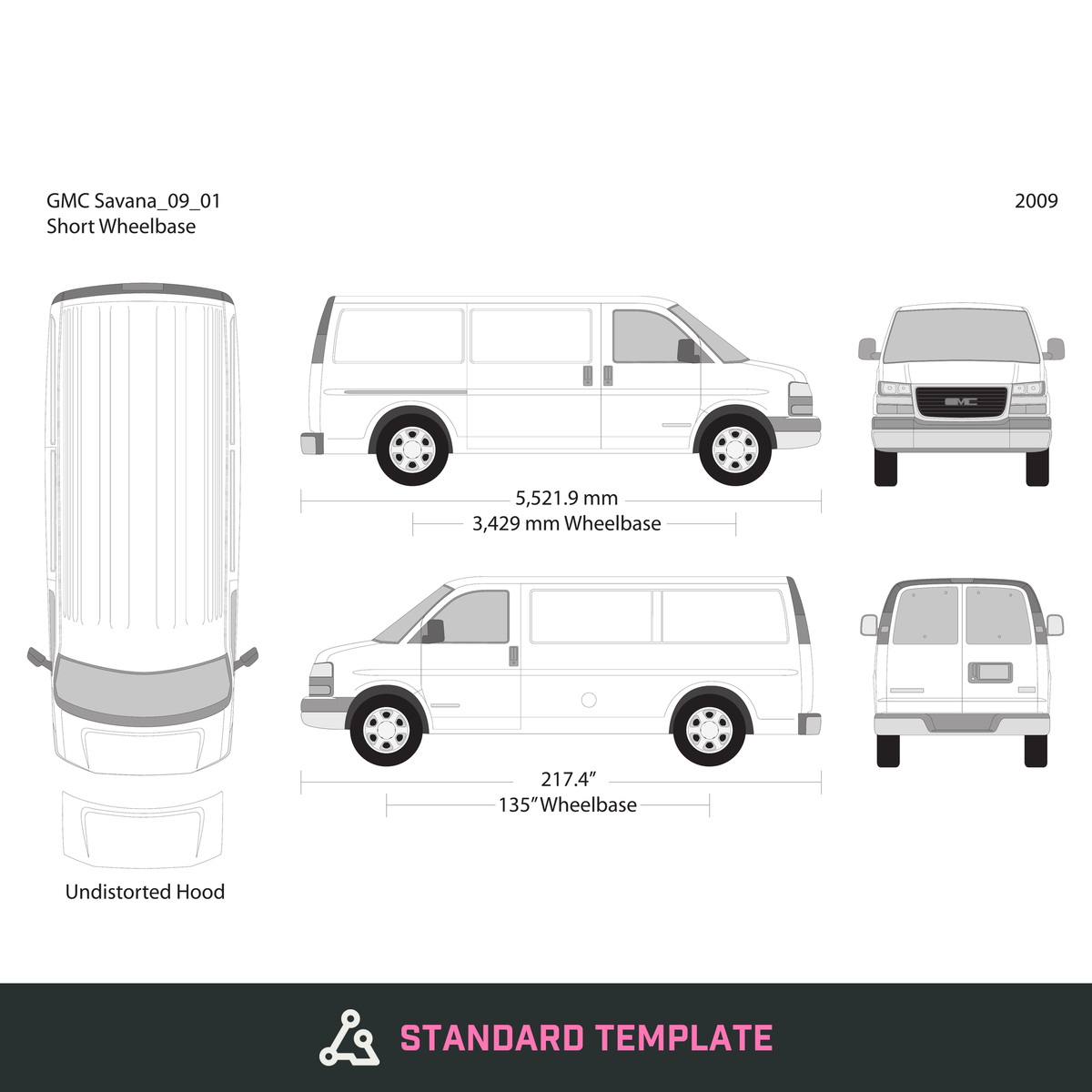 2009 GMC Savana vector wrap template V01, Design-Ready PDF - GravBase