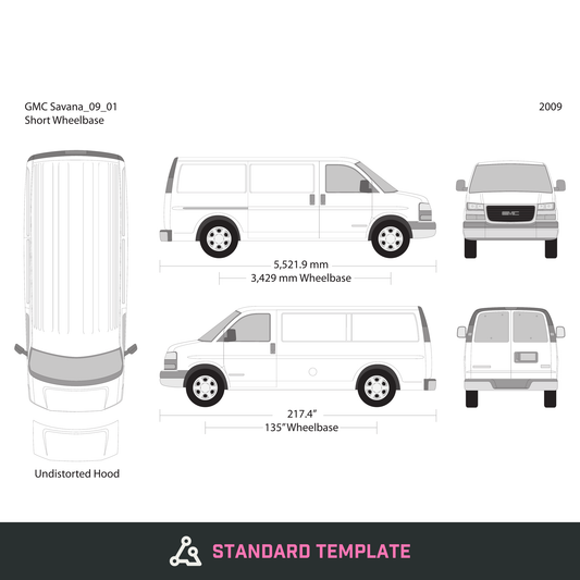 2009 GMC Savana vector wrap template V01, Design-Ready PDF - GravBase