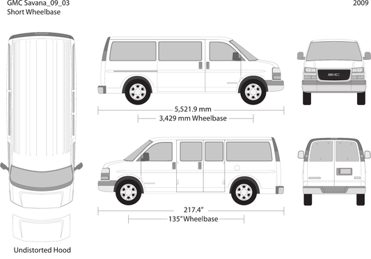 2009 GMC Savana vector wrap template V03, Design-Ready PDF - GravBase