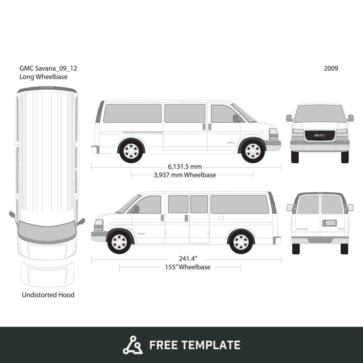 2009 GMC Savana free vector vehicle wrap template - GravBase