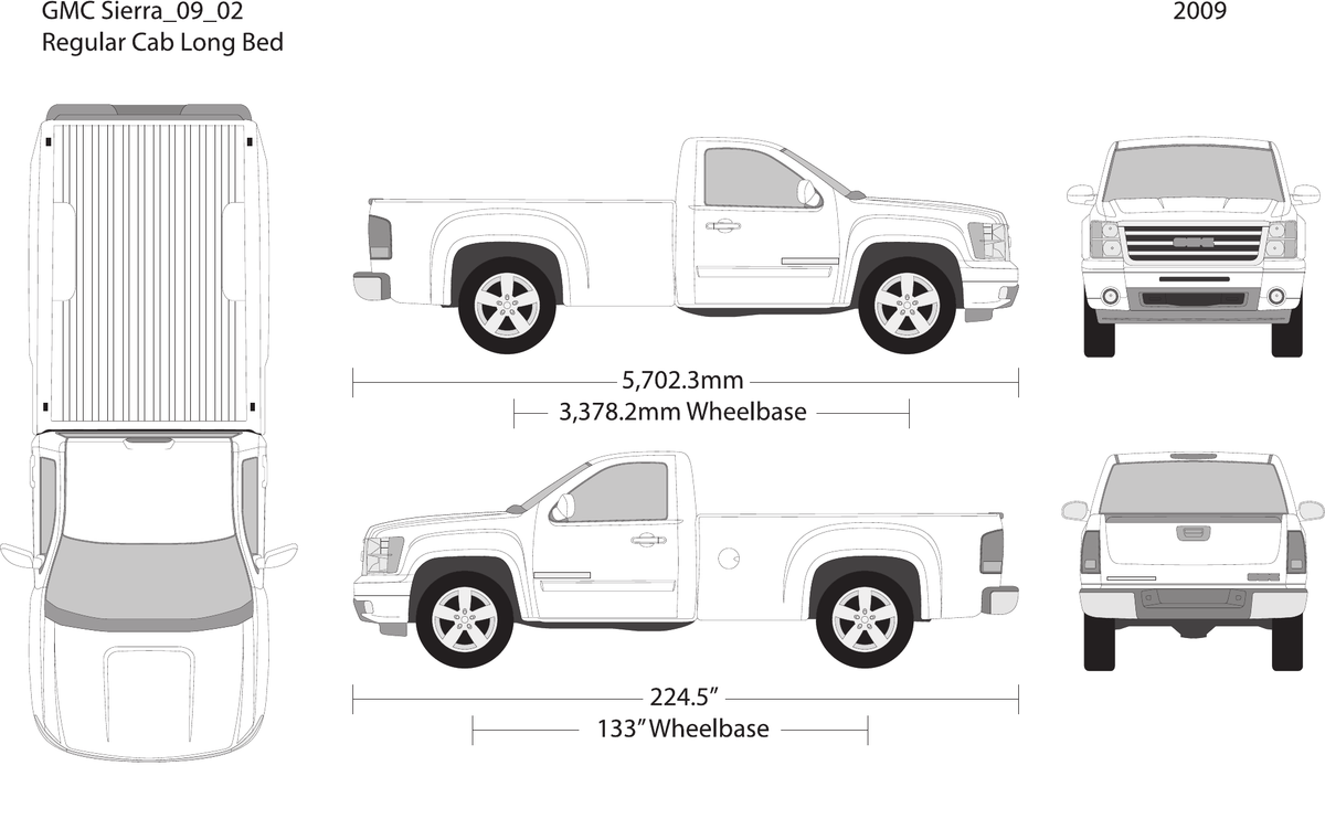 2009 GMC Sierra 1500 vector wrap template V02, Design-Ready PDF - GravBase