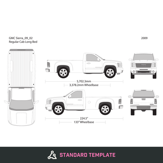2009 GMC Sierra 1500 vector wrap template V02, Design-Ready PDF - GravBase