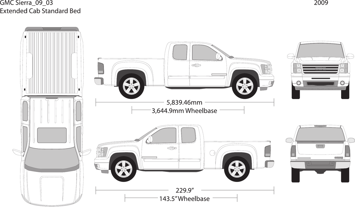 2009 GMC Sierra 1500 vector wrap template V03, Design-Ready PDF - GravBase