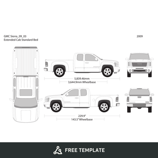 2009 GMC Sierra 1500 free vector vehicle wrap template - GravBase