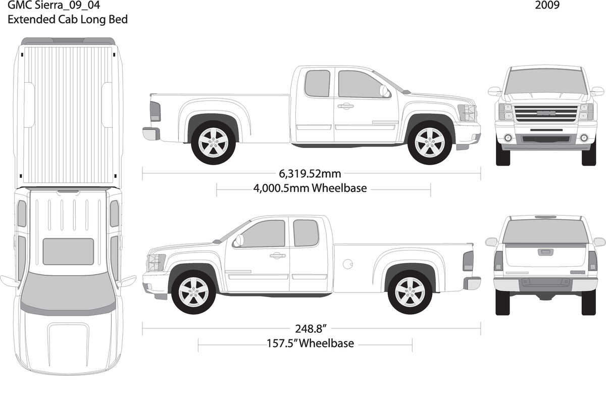 2009 Gmc Sierra 1500 V04 Vehicle Wrap Template