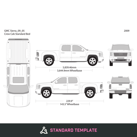 2009 GMC Sierra 1500 vector wrap template V05, Design-Ready PDF - GravBase